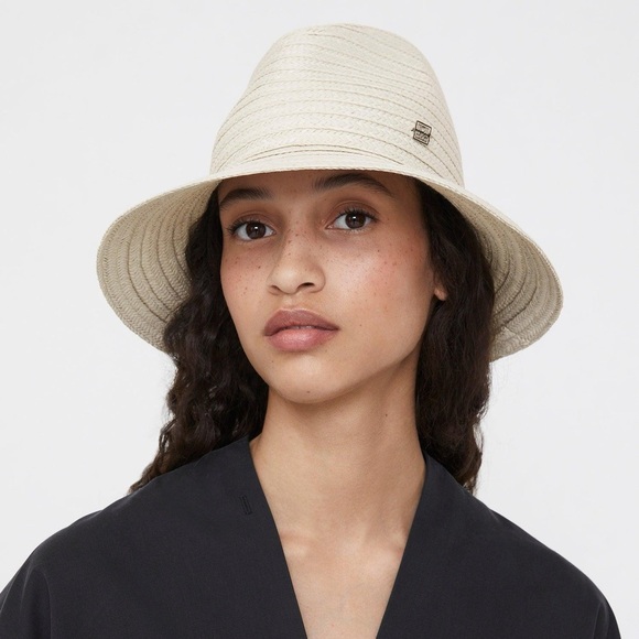 Toteme Accessories - Toteme Raffia Effect Panama Packable Hat Light Gray S